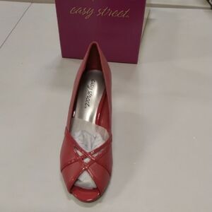 Easy Street Women's  Celeste Red Peep Toe Heels